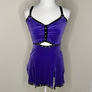 3 Piece Purple Studded Costume with Black Trim. XS